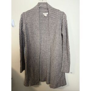 Sundance Shawl Longline Cardigan Cable Knit Sweater Neutral Open Front Neutral B